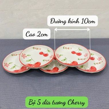 Bộ Chén Tô Dĩa Gốm Sứ Cherry Lẻ Món - Họa Tiết Dễ Thương, Giá Chỉ 19.000₫