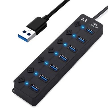 Bộ Chia 7 Cổng USB 3.0 5Gbps Đèn LED - Tốc Độ Cao Giá 71.500₫ Dành Laptop & PC
