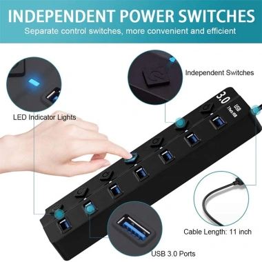 Bộ Chia 7 Cổng USB 3.0 5Gbps Đèn LED - Tốc Độ Cao Giá 71.500₫ Dành Laptop & PC