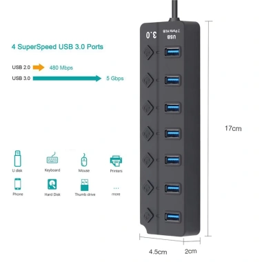 Bộ Chia 7 Cổng USB 3.0 5Gbps Đèn LED - Tốc Độ Cao Giá 71.500₫ Dành Laptop & PC 8 Bộ Chia 7 Cổng USB 3.0 5Gbps Đèn LED - Tốc Độ Cao Giá 71.500₫ Dành Laptop & PC 8