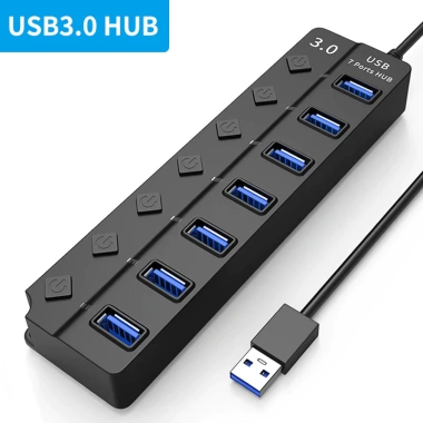 Bộ chia 7 cổng USB 3.0/2.0 1.2m, công tắc 5Gbps, tốc độ cao cho PC - Giá 71.500₫