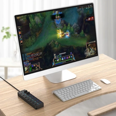 Bộ chia 7 cổng USB 3.0/2.0 1.2m, công tắc 5Gbps, tốc độ cao cho PC - Giá 71.500₫