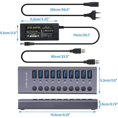 Bộ chia cổng USB 4-7-10 - Hub USB 3.0 tốc độ cao, giảm giá 442.000₫ đa năng, tương thích mọi thiết bị 6