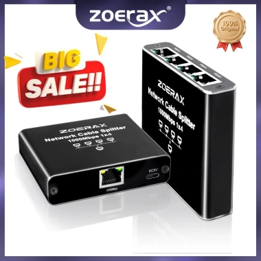 Bộ chia Ethernet ZOERAX 1-3 cổng 1.000Mbps USB, hỗ trợ Cat5‑8, 3 thiết bị đồng thời - Giá 262.900₫ Bộ chia Ethernet ZOERAX 1-3 cổng 1.000Mbps USB, hỗ trợ Cat5‑8, 3 thiết bị đồng thời - Giá 262.900₫