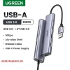 Bộ chia Hub USB 3.0 Ugreen 1-4 cổng 5Gbps vỏ nhôm dây bọc dù hỗ trợ nguồn Type‑C chính hãng 5