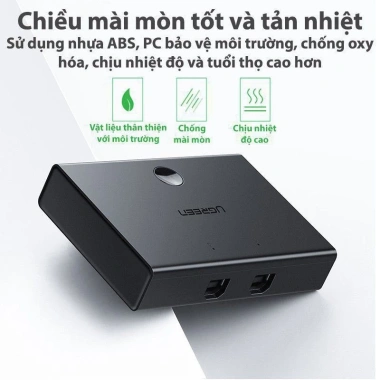 Bộ chia sẻ máy in Ugreen 2 PC dùng chung 1 máy in, bảo hành 18 tháng - Giá 90.000đ