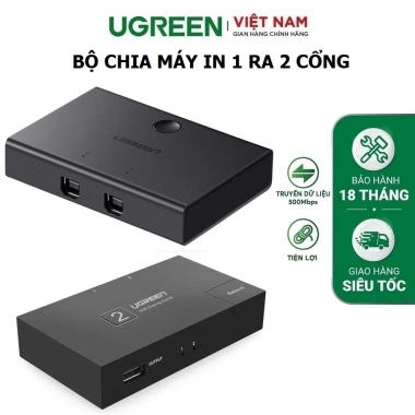 Bộ chia sẻ máy in Ugreen 2 PC dùng chung 1 máy in, bảo hành 18 tháng - Giá 90.000đ