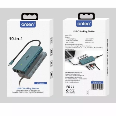 Bộ chia Type-C USB-C HDMI 4K, Gigabit LAN, Hub USB 3.0, Đầu đọc thẻ SD/TF OTN-UC962 - Giá chỉ 377.000đ