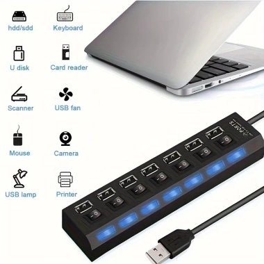 Bộ chia USB 2.0 7 cổng, 4 LED có công tắc bật tắt - PC & laptop, giá 46.200₫ 6