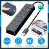 Bộ chia USB 3.0 4/7 cổng 5Gbps, công tắc riêng, đèn LED, hỗ trợ Laptop, PC, PS4, SSD - Giá 89.000₫