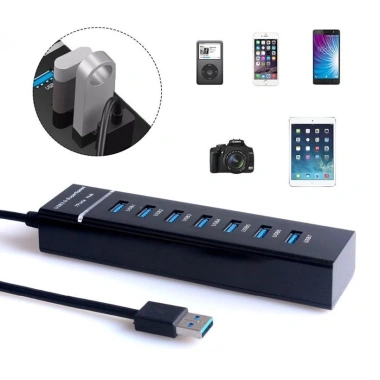 Bộ chia USB 3.0 7 cổng Superspeed 5Gbps, dây 1.2m + đèn LED - Hub đa năng PC, giá ưu đãi 65k 8