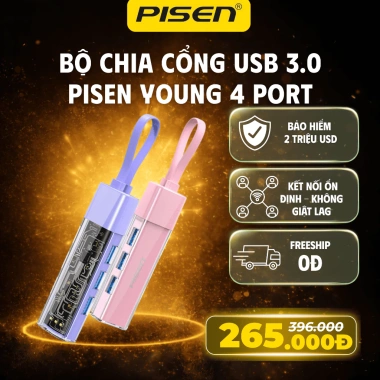 Bộ chia USB 3.0 PISEN 4 Port – Hub chuột, phím, dữ liệu cho Laptop, PC – 265.000đ