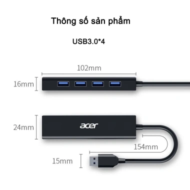 Bộ Chia USB Acer HY21 4-in-1 Hub 350 MB/s – Tốc độ cao, dùng cho PC, Giá 88.000₫ 9