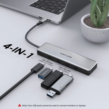 Bộ chia USB-C Wavlink nhôm 3.2 Gen 2 10Gbps – 4 Type-C PD 85W, giá chỉ 466.200đ 3