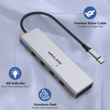 Bộ chia USB-C Wavlink nhôm 3.2 Gen 2 10Gbps – 4 Type-C PD 85W, giá chỉ 466.200đ 7