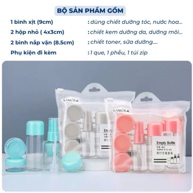 Bộ Chiết Mỹ Phẩm 5 Món Du Lịch RIEM Túi Zip Tiện Lợi Giảm Giá 35.000