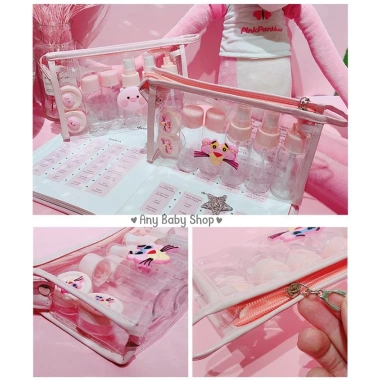 Bộ chiết mỹ phẩm du lịch 10 món siêu cute độc quyền kèm sticker heo hồng, khiên Sa.Ku.Ra, giá chỉ 51.000 VND