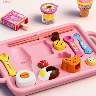 Bộ cho ăn bánh pudding LZHDP - Đồ chơi mô phỏng hộp cơm trưa Kawaii, giáo dục sớm cho trẻ em, giảm giá 152k