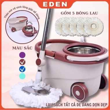 Bộ Chổi Lau Nhà 360 Lồng Vắt, Bánh Xe To, 5 Bông Lau - Giá ưu đãi 305.899₫