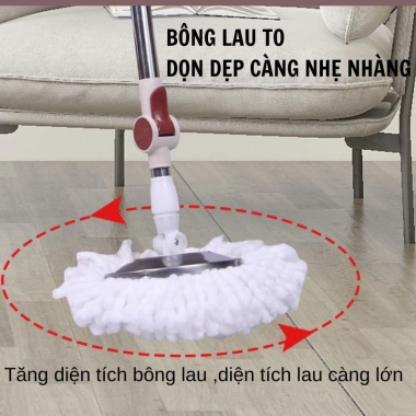 Bộ Chổi Lau Nhà 360 Lồng Vắt, Bánh Xe To, 5 Bông Lau - Giá ưu đãi 305.899₫