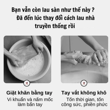 Bộ Chổi Lau Nhà 360 Lồng Vắt, Bánh Xe To, 5 Bông Lau - Giá ưu đãi 305.899₫