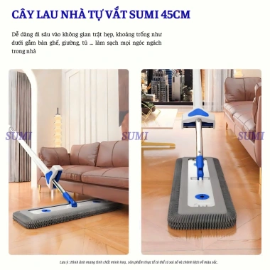 Bộ Chổi Lau Nhà Tự Vắt Sumi 45cm Thế Hệ Mới 2.026 - Cây Lau San Hô Thông Minh Xoay 360 độ Giá 199k