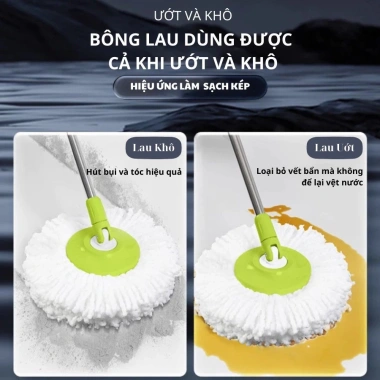 Bộ chổi lau nhà tự vắt thông minh xoay 360 độ - Cây inox, giá ưu đãi 48.500 VND