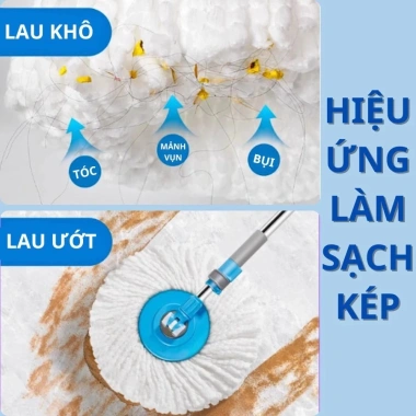 Bộ chổi lau nhà tự vắt thông minh xoay 360 độ - Cây inox, giá ưu đãi 48.500 VND