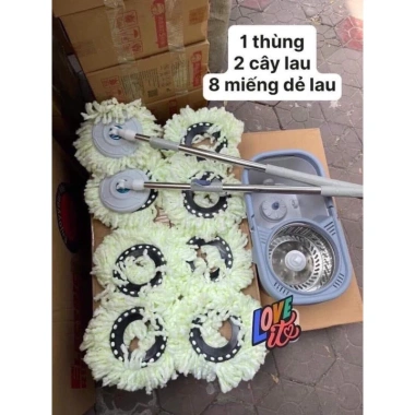 Bộ Chổi Lau Nhà Xoay 360 độ Cao Cấp 1 Chậu Giặt, 2 Cây Lau, 8 Bông Lau - Giá 163.963₫ 3