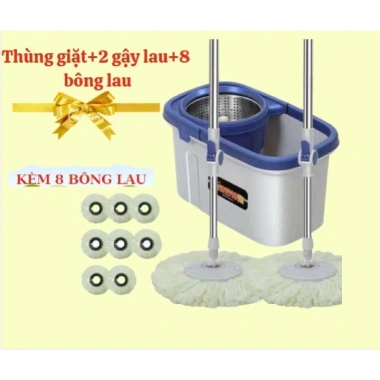 Bộ Chổi Lau Nhà Xoay 360 độ Cao Cấp 1 Chậu Giặt, 2 Cây Lau, 8 Bông Lau - Giá 163.963₫ 9