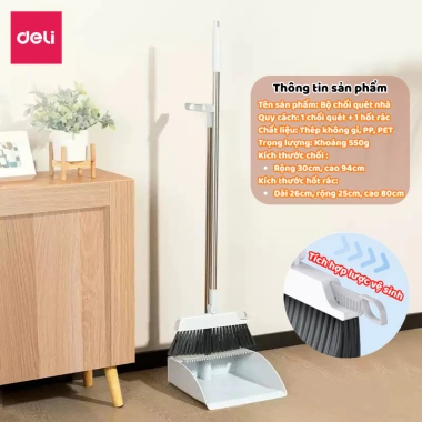 Bộ chổi quét nhà Deli đa năng gấp gọn kèm xẻng hót rác, nhựa cao cấp thép không gỉ 69.000₫ 13