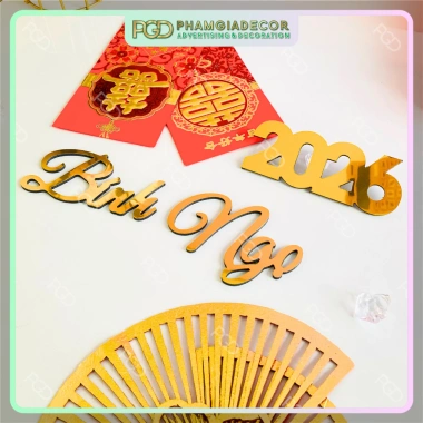 Bộ Chữ Alu Bính Ngọ 2.026 Vàng Ánh Gương An Khang – Backdrop Trang trí Tết Lễ, giá 48.000₫