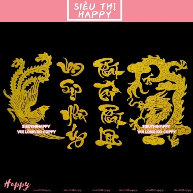 Bộ Chữ Xốp Kim Tuyến Long Phụng Sum Vầy Dán Dưa và Bưởi - Rồng Phượng Chưng Tết 35k