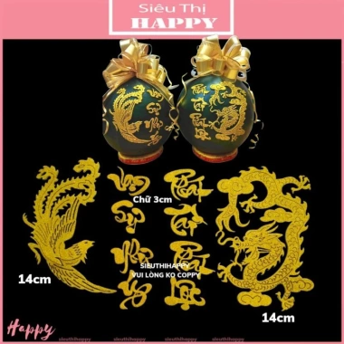 Bộ Chữ Xốp Kim Tuyến Long Phụng Sum Vầy Dán Dưa và Bưởi - Rồng Phượng Chưng Tết 35k