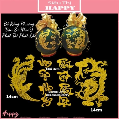 Bộ Chữ Xốp Kim Tuyến Long Phụng Sum Vầy Dán Dưa và Bưởi - Rồng Phượng Chưng Tết 35k