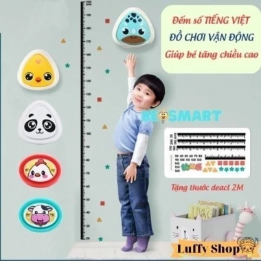 Bộ chuông chạm nhảy tăng chiều cao bé, đếm tiếng Việt, thước đo, trò vận động 2