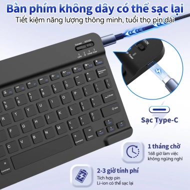 Bộ chuột bàn phím Bluetooth không dây 10 inch cho iPad Android iOS – Đầy màu sắc, giá 78.000₫ 4