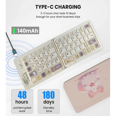 Bộ chuột‑bàn phím gập không dây Bluetooth, sạc lại, hỗ trợ Win7/8/10 iOS Android Mac - Di động dễ thương 9 Bộ chuột‑bàn phím gập không dây Bluetooth, sạc lại, hỗ trợ Win7/8/10 iOS Android Mac - Di động dễ thương 9