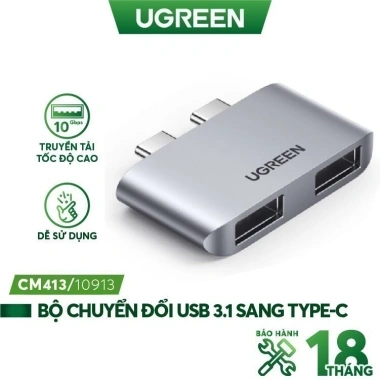 Bộ chuyển đổi 2 cổng USB Type-C sang 2 cổng USB 3.1 UGREEN 10.913 - Giá chỉ 305.000₫, tốc độ truyền nhanh, tương thích rộng