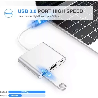 Bộ chuyển đổi 3 trong 1 Type-C sang HDMI 4K, USB 3.0 & PD - Giá chỉ 81.000 VND 4 Bộ chuyển đổi 3 trong 1 Type-C sang HDMI 4K, USB 3.0 & PD - Giá chỉ 81.000 VND 4