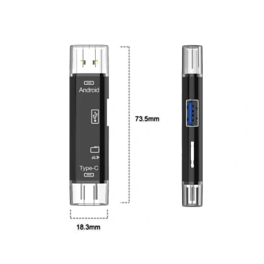 Bộ chuyển đổi 5 trong 1 USB 3.0 Loại C, USB, Micro USB + đầu đọc thẻ TF/SD OTG - Giá ưu đãi 150k 3