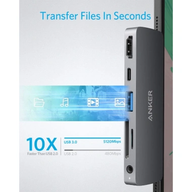 Bộ chuyển đổi Anker PowerExpand 6-in-1 USB-C PD Hub A8.362 – Giá 950k, hỗ trợ 4K HDMI, 2 USB 3.0, SD