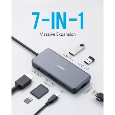 Bộ chuyển đổi Anker PowerExpand+ 7-in-1 USB-C PD Ethernet Hub A8.352 - Giá 950.000₫ 7