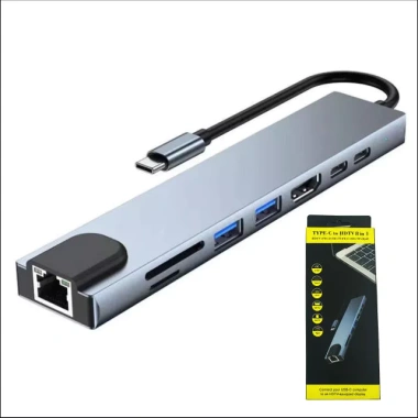 Bộ chuyển đổi đa năng 8-trong-1 USB-C Hub HDMI 4K, RJ45, USB 3.0, đọc thẻ SD/TF - Giá ưu đãi 140.800 VND