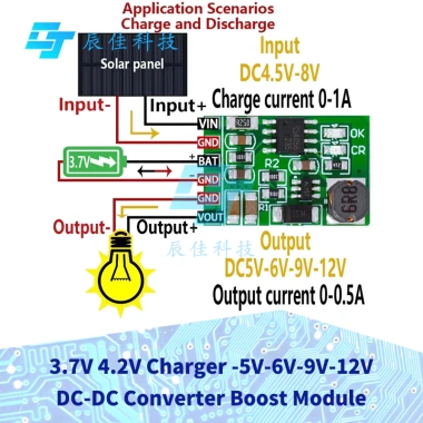 Bộ chuyển đổi DC‑DC 3.7‑4.2V lên 5‑12V, 10‑50 chiếc, tăng cường năng lượng mặt trời di động, giá chỉ 253.956₫