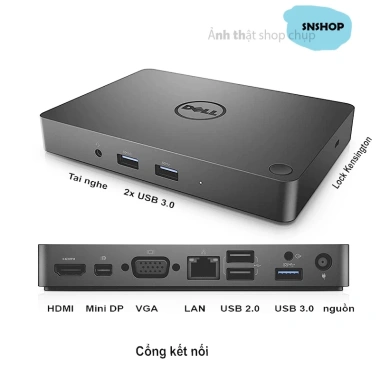 Bộ chuyển đổi Dell WD15 USB-C Docking Station, hỗ trợ 3 màn hình ngoài cho laptop - 990.000₫