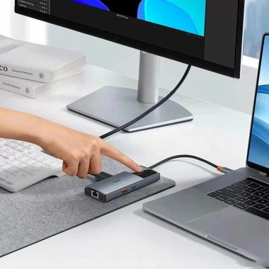 Bộ chuyển đổi HUB 6 in 1 Baseus Type C HDMI 4K 60Hz + USB-C 10Gbps, 2 USB-A 10Gbps, RJ45, PD - Giá 899.000 VND 4