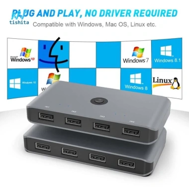 Bộ chuyển đổi KVM USB 2.0 Tishita 4 máy tính - chia sẻ 4 USB, Linux, giá 606.100đ 3