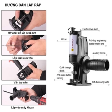 Bộ chuyển đổi máy khoan thành máy cưa cầm tay MONQIQI - 3 lưỡi cưa gỗ, kim loại, nhựa, giá ưu đãi 27.440 9