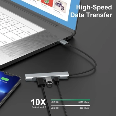 Bộ chuyển đổi NiSTAR Lightning‑C sang USB 3.0/2.0 HUB 4 trong1, sạc nhanh, hỗ trợ iPhone 15‑12, HUAWEI Mate 60/50 – 96.800₫